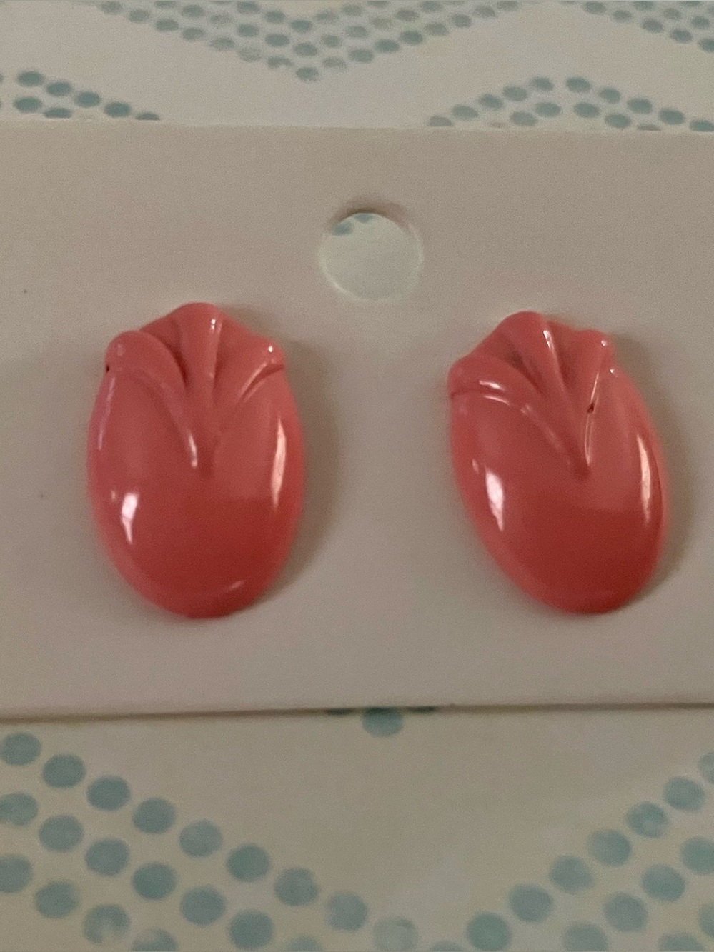 Tulip Design Pink Coral Pierced Earrings
